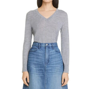 PARTOW Franca Merino Wool Sweater Knit Long Sleeves Gray Size Large